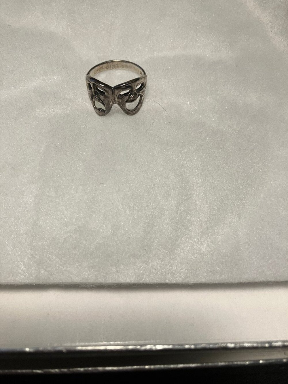 Sterling comedy and tragedy mask ring